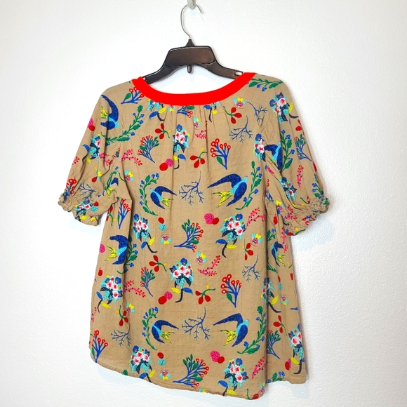 CES FEMME Floral Birds Novelty Animal Print Blouse Top - Picture 9 of 9